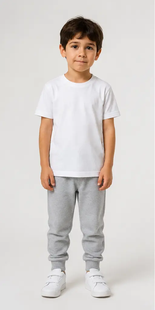 Bambino con T-shirt bianca