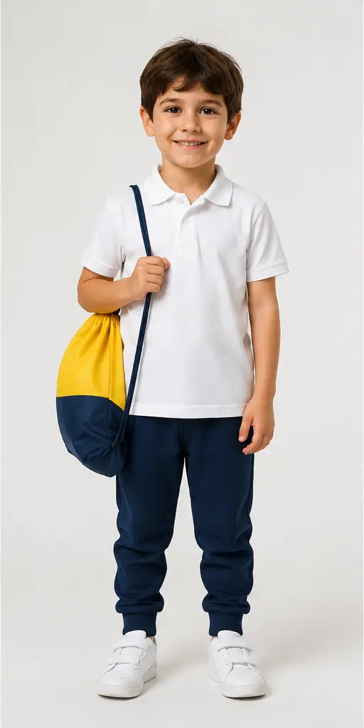 Bambino con polo e sacca