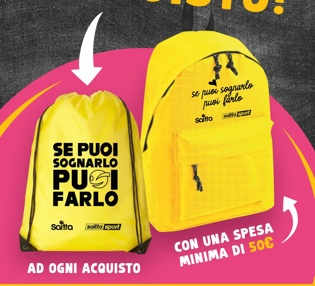 Sacca e zaino Saitta in omaggio